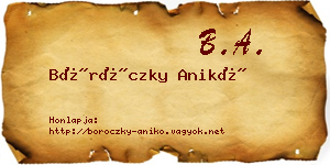 Böröczky Anikó névjegykártya